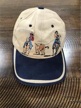 Vintage M&F Western Products in Beige Embroidered Rodeo Snapback Cap